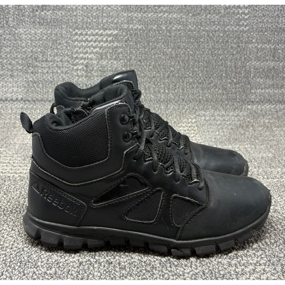 Reebok Sublite Cushion Tactical Boots Mens 7.5 Black Side Zip RB8605 Soft Toe